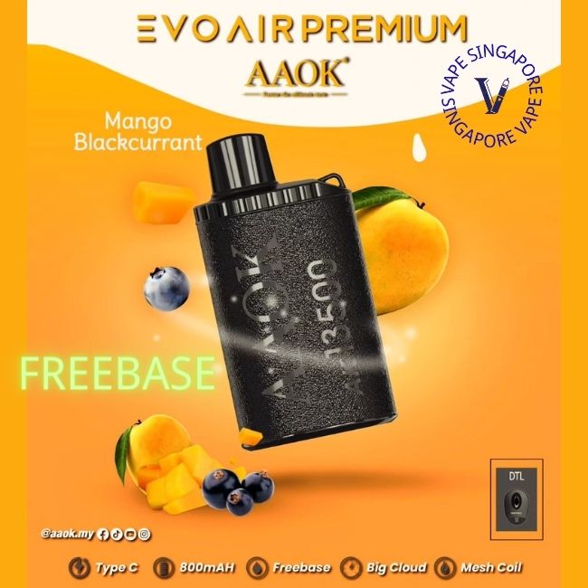 AAOK EVO AIR PREMIUM 13500 Puff FREEBASE - Vape Singapore SG Vape