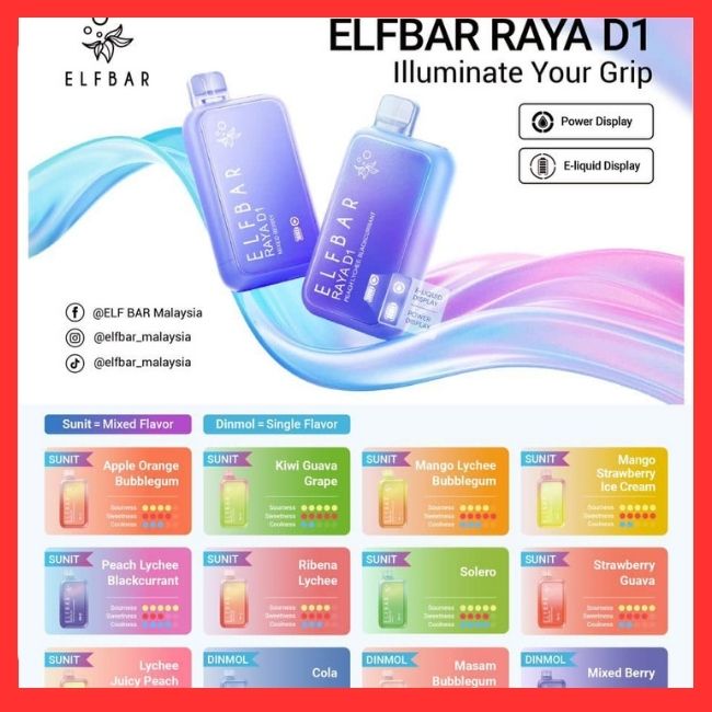 Elf bar Raya D1 13k Puff - Vape Singapore SG Vape